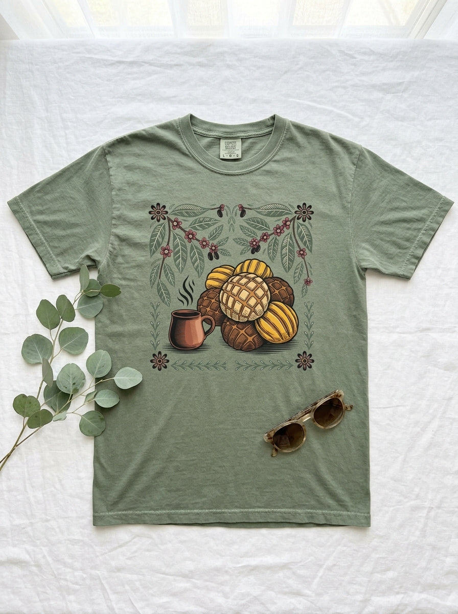 Mexican American Heritage Shirt - Café y Pan Dulce Folk Art Tee