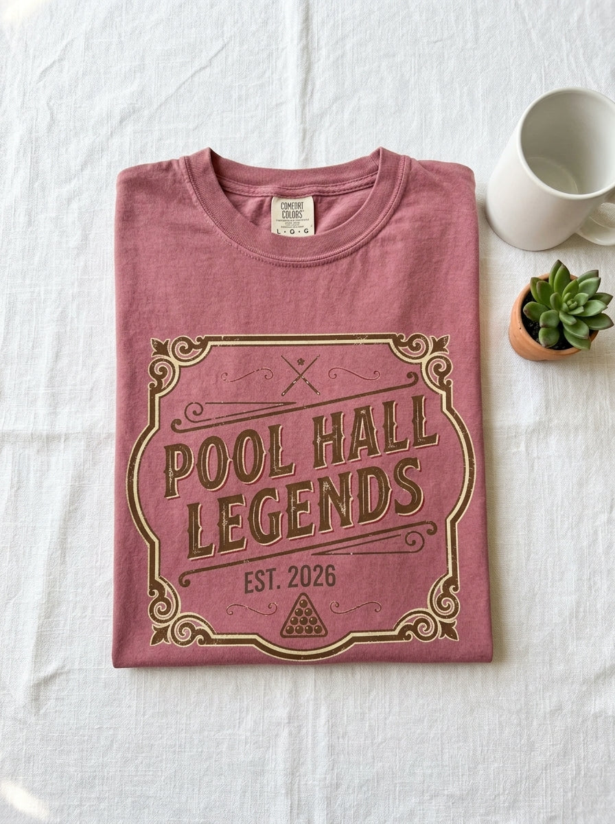 Pool Hall Legends Vintage Billiards T-Shirt - Classic Player Tee
