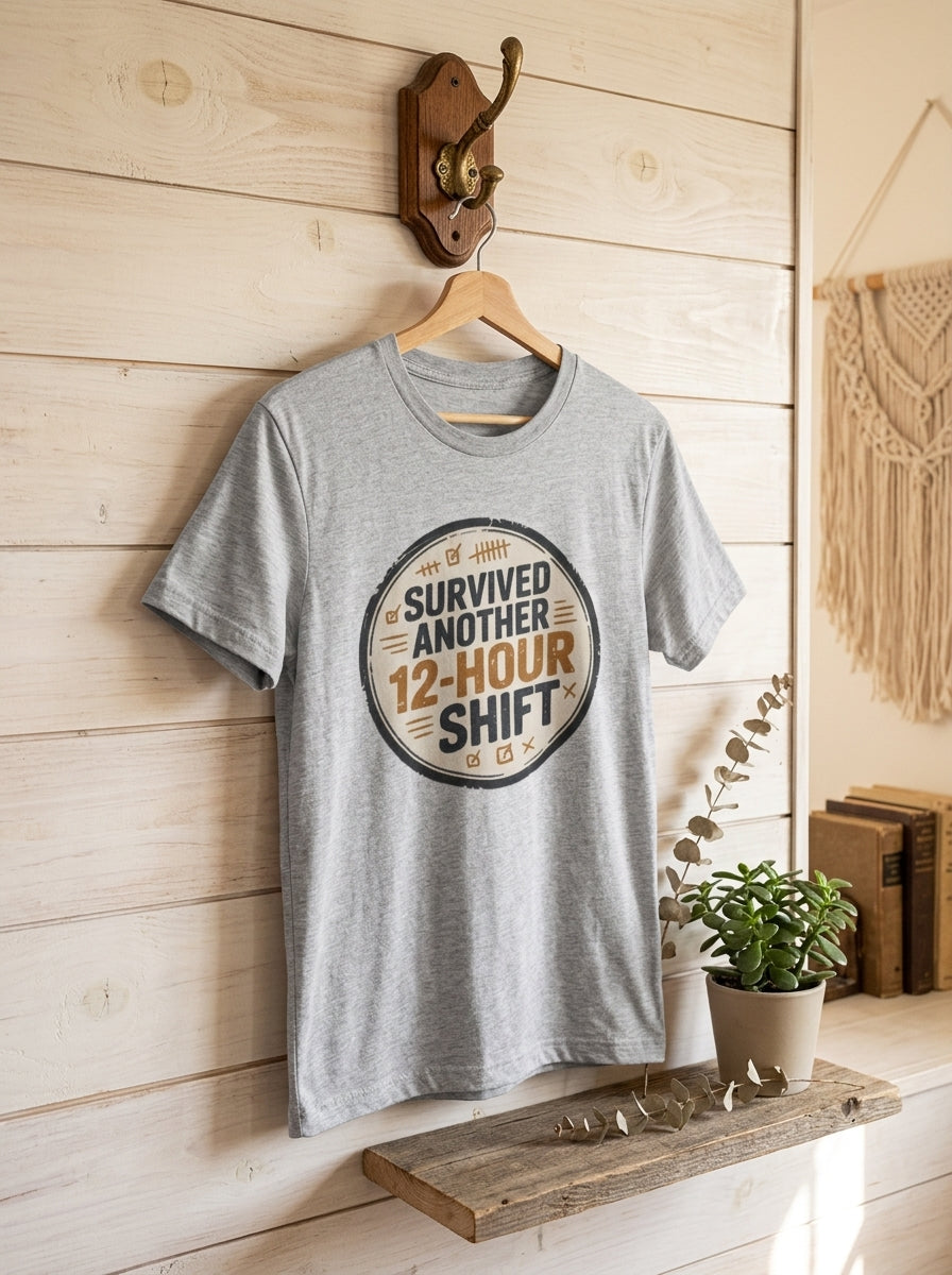 Survived Another 12 Hour Shift Nurse Shirt Funny RN Survival Badge