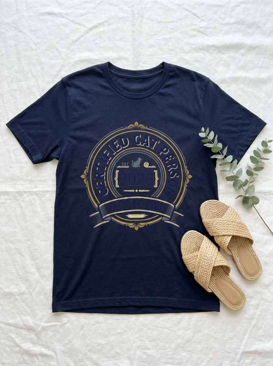 Certified Cat Person T-Shirt - Official Cat Lover Badge Design Tee