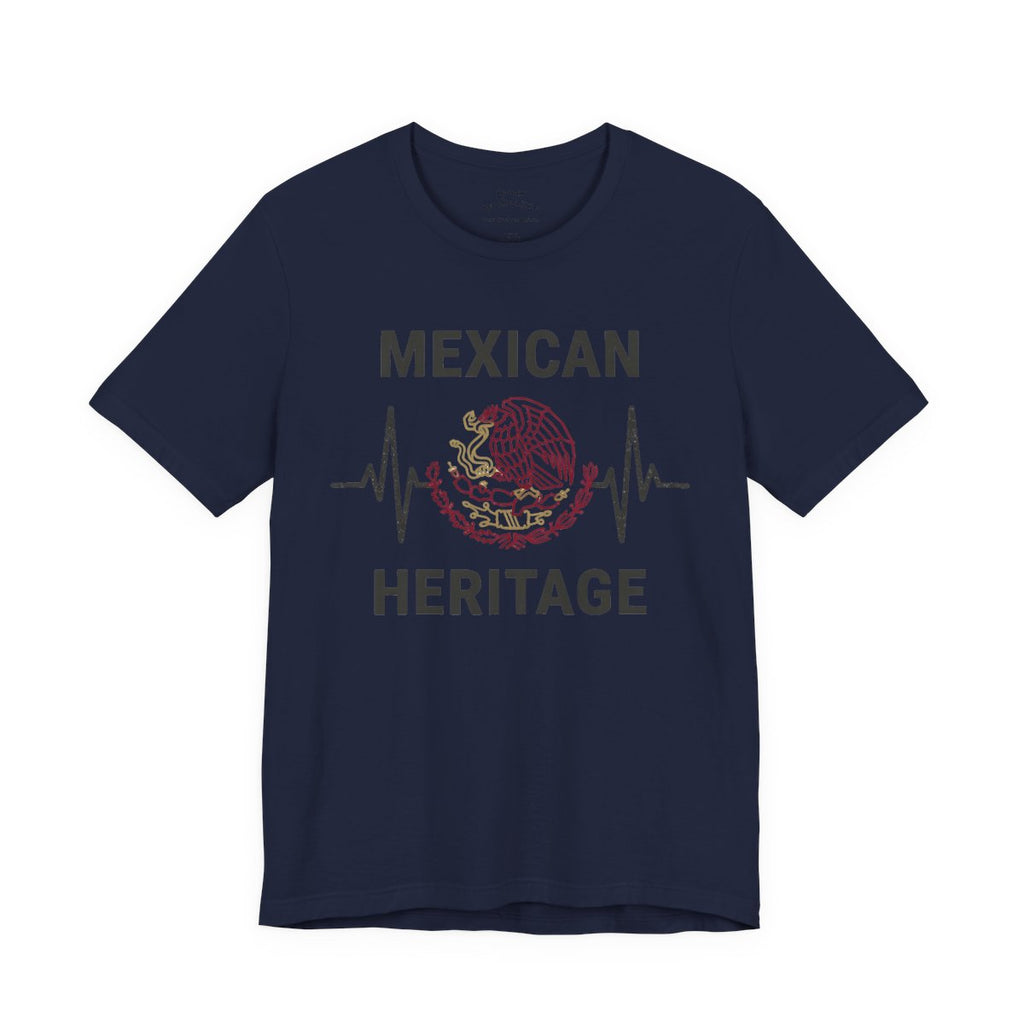 Mexican Heritage Heartbeat Shirt - Águil - Navy