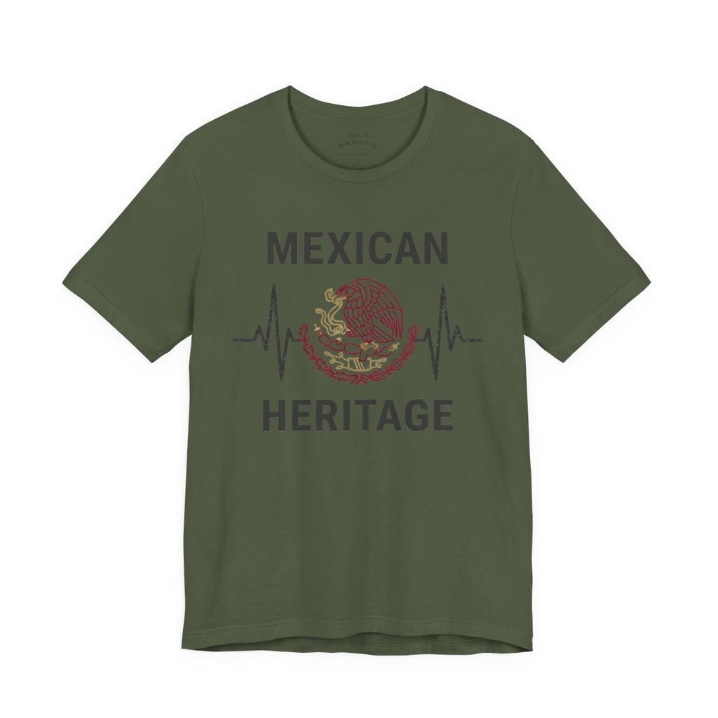 Mexican Heritage Heartbeat Shirt - Águil - Military Green