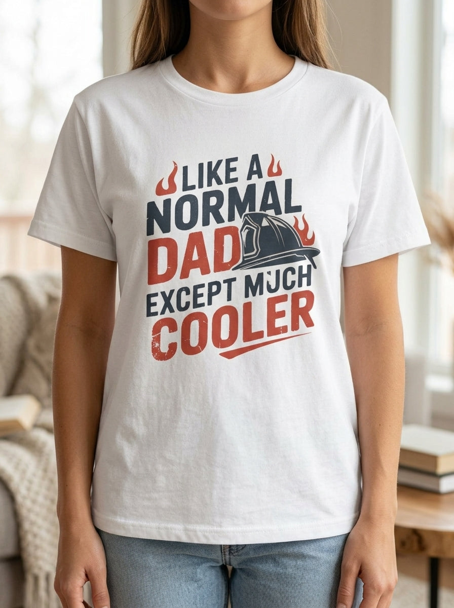 Firefighter Dad Shirt - Much Cooler Than Normal Dad Funny Gift Tee