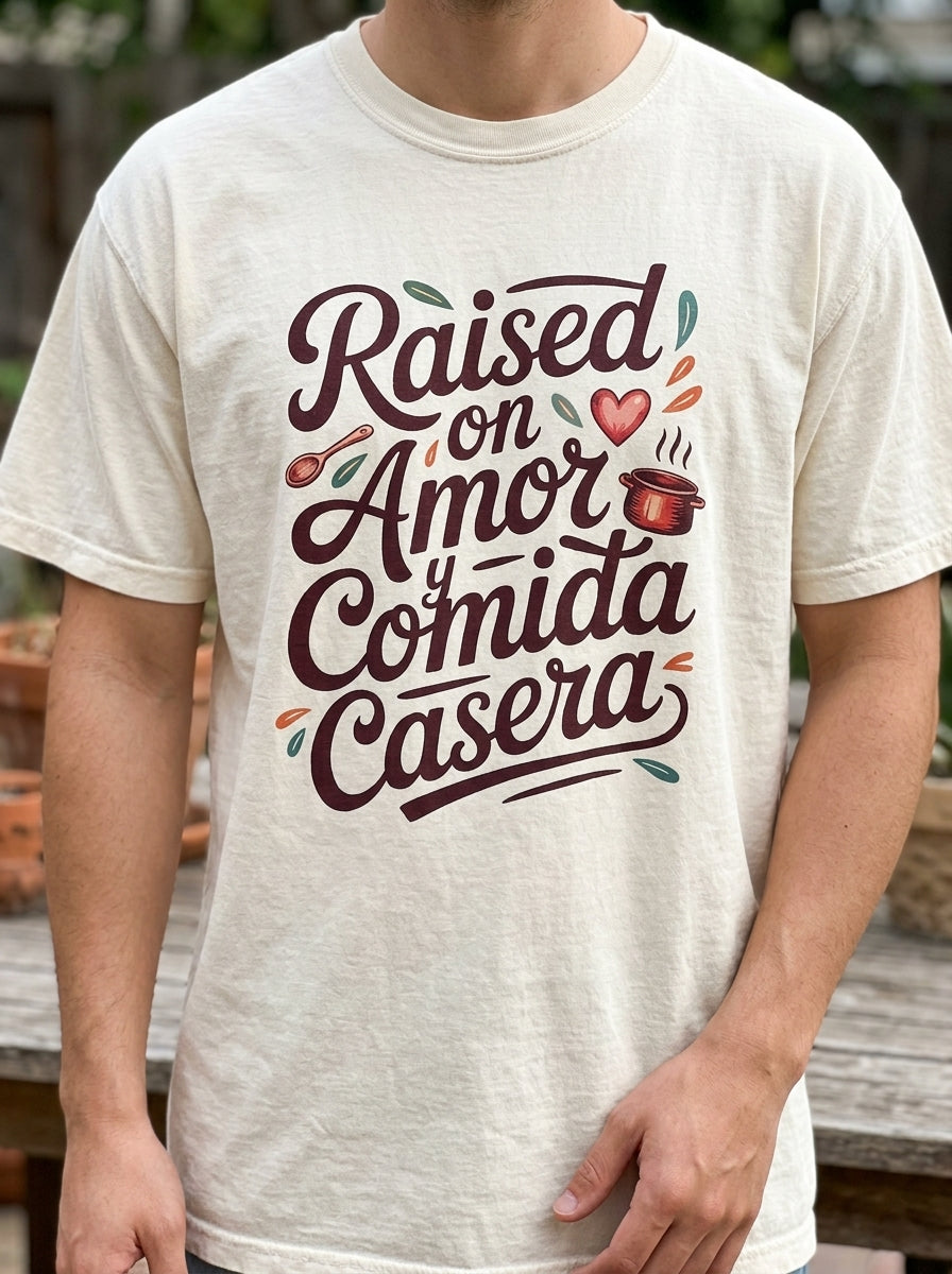 Raised on Amor Shirt - Mexican Family Tee - Heritage Love Design