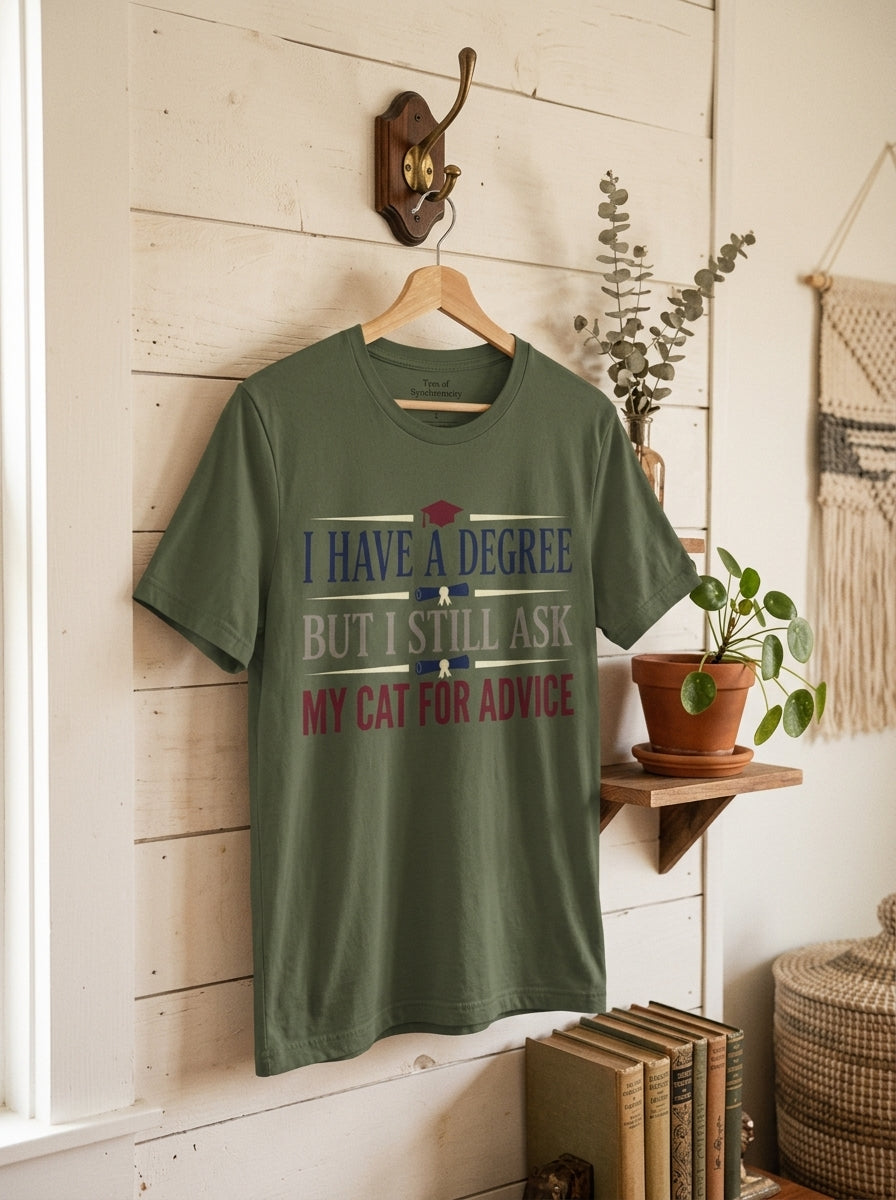I Ask My Cat For Advice Shirt - Funny Educated Cat Lover Graduate Tee