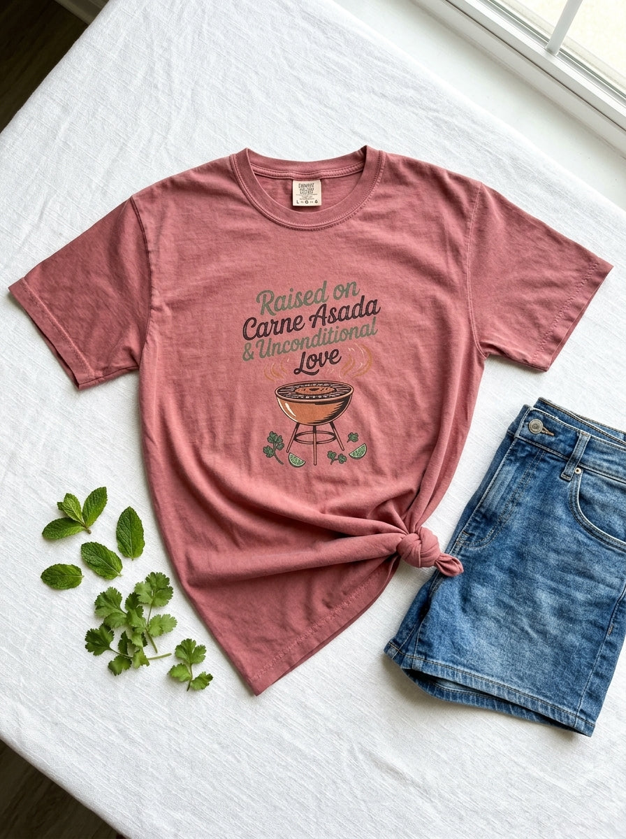 Raised on Carne Asada Mexican Family Shirt - Latino Heritage Gift Tee