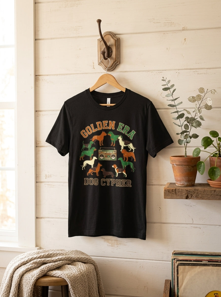 Golden Era Dog Cypher Shirt | 90s Hip Hop Dog Lover Tee | Rap Gift