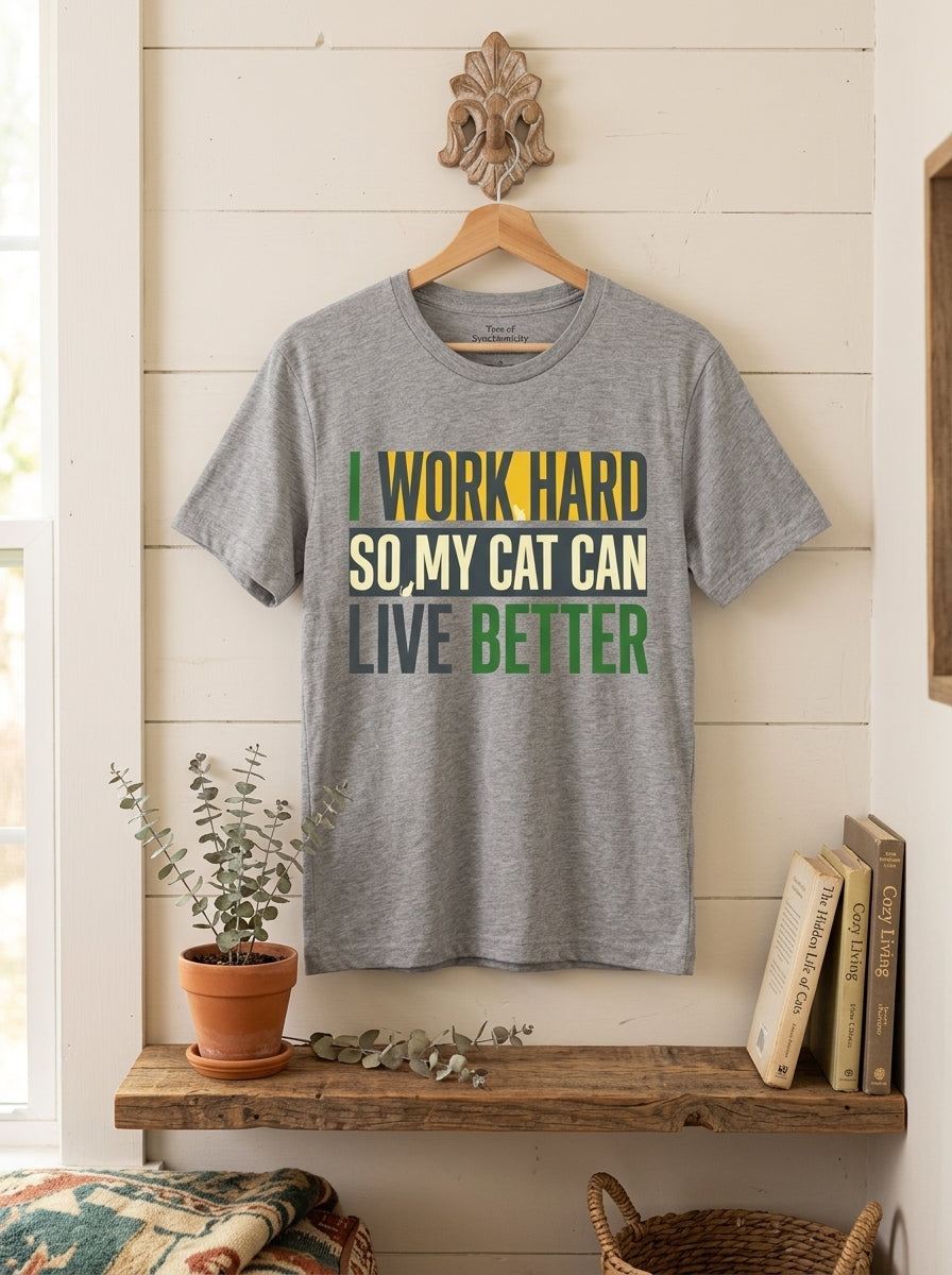 I Work Hard So My Cat Can Live Better Shirt - Funny Cat Parent Tee