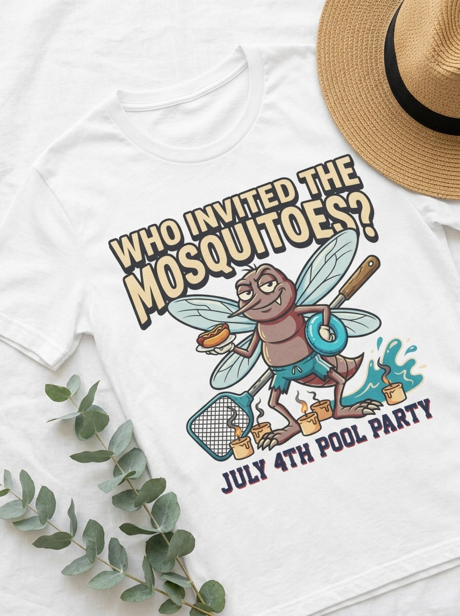 Funny July 4th BBQ Pool Party Mosquito Shirt for Family Chaos