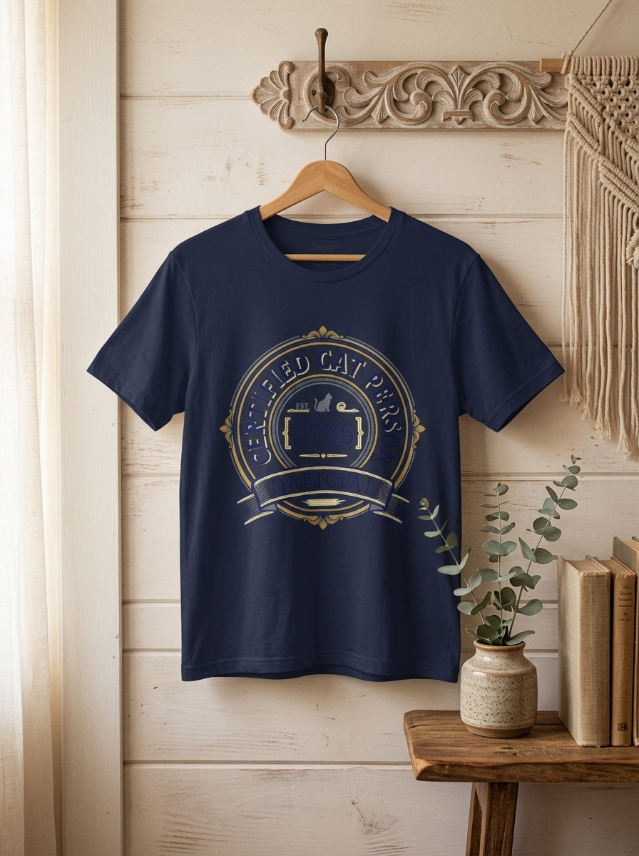 Certified Cat Person T-Shirt - Official Cat Lover Badge Design Tee
