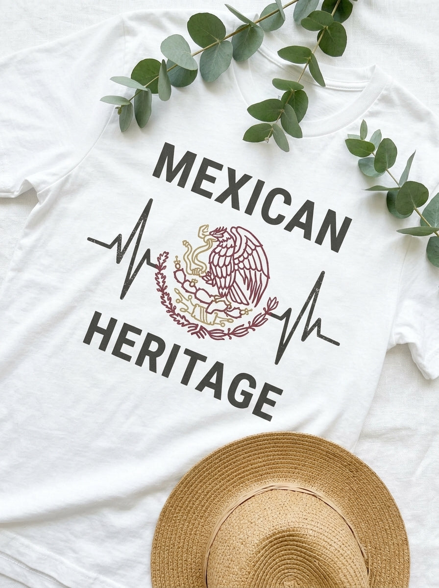 Mexican Heritage Heartbeat Shirt - Águila Eagle Pride Pulse Graphic Tee