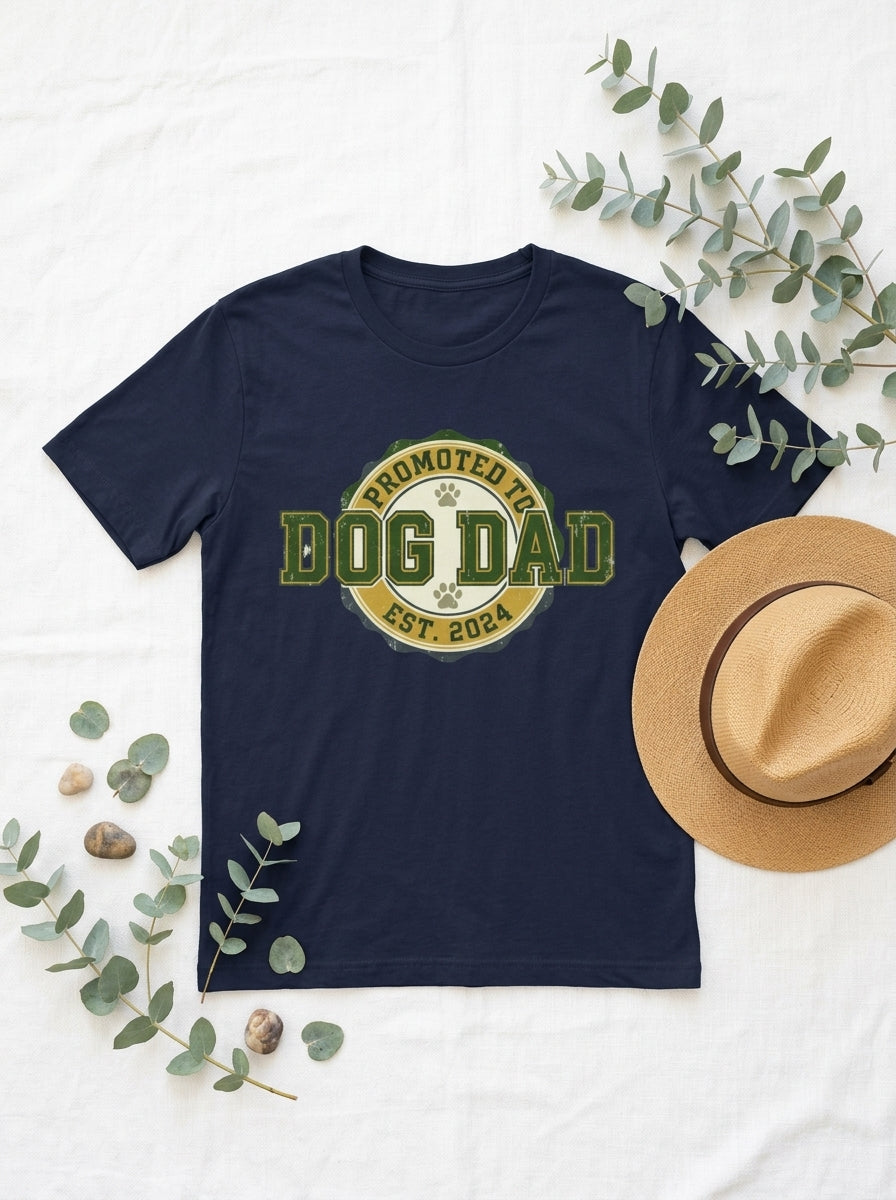 Dog Dad Shirt - Promoted to Dog Dad Vintage Tee Gift for New Pet Parent