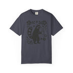 Raccoon Coffee Shirt Floral Folk Art Tee - Navy