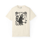 Raccoon Coffee Shirt Floral Folk Art Tee - Ivory