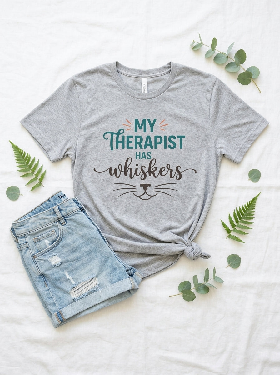My Therapist Has Whiskers Cat Shirt - Funny Cat Lover Mental Health Tee