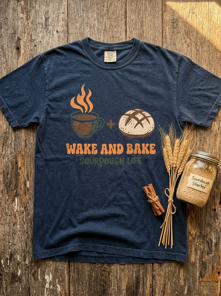 Wake and Bake Sourdough Shirt - Funny Bread Baker Coffee T-Shirt