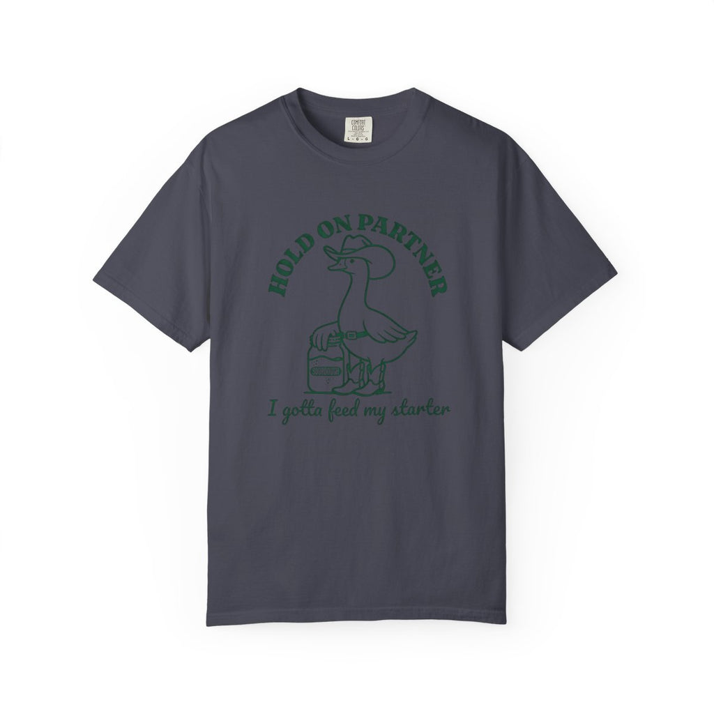 Sourdough Starter Funny T-Shirt Hold On  - Navy