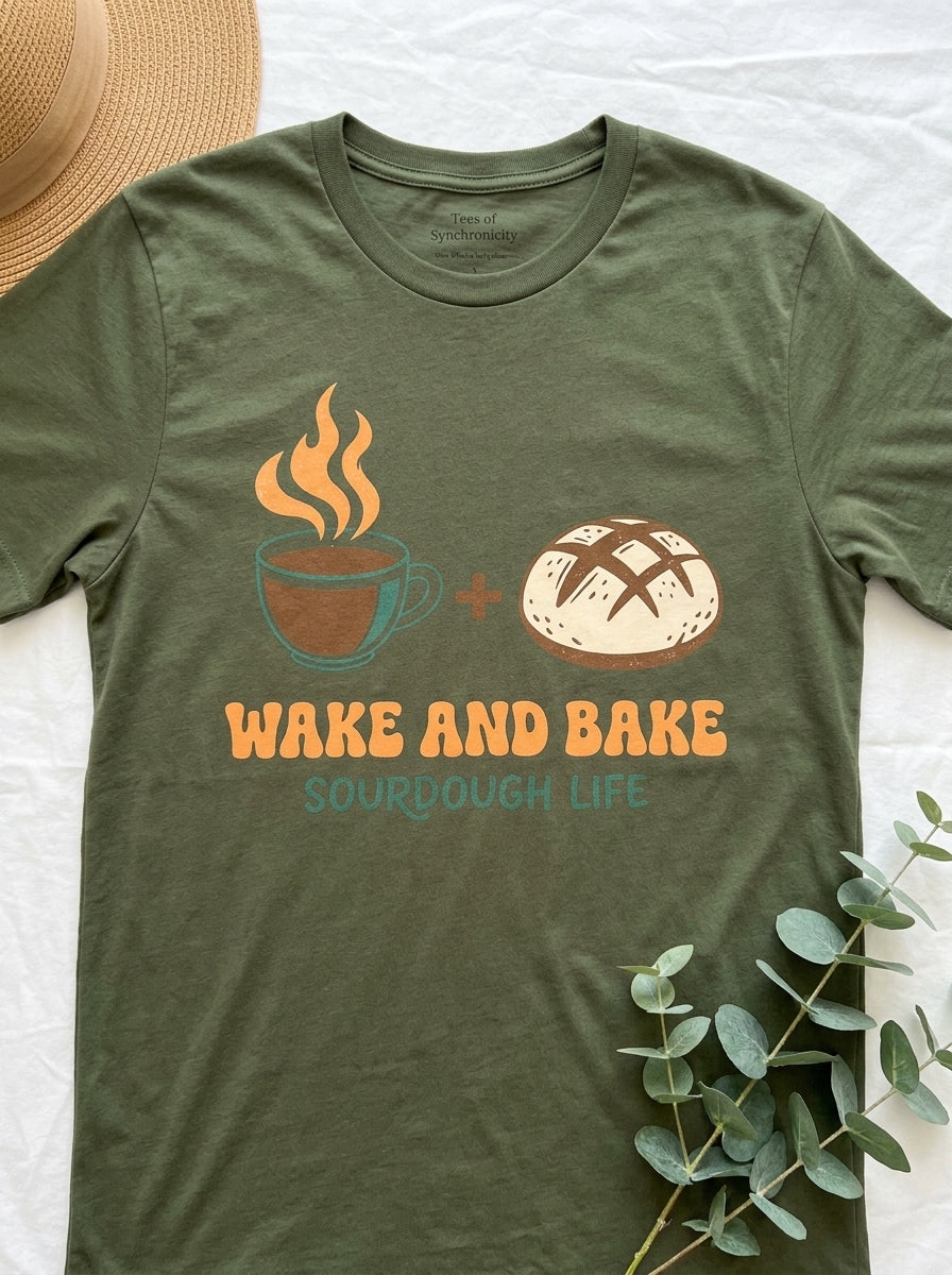 Wake and Bake Sourdough Shirt - Funny Bread Baker Coffee T-Shirt