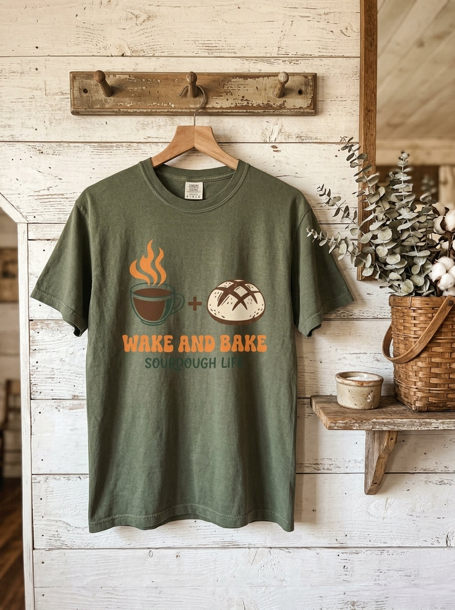 Wake and Bake Sourdough Shirt - Funny Bread Baker Coffee T-Shirt
