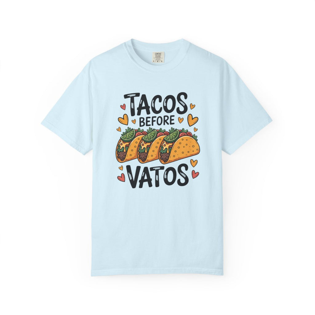 Tacos Before Vatos Shirt - Funny Mexican - Chambray
