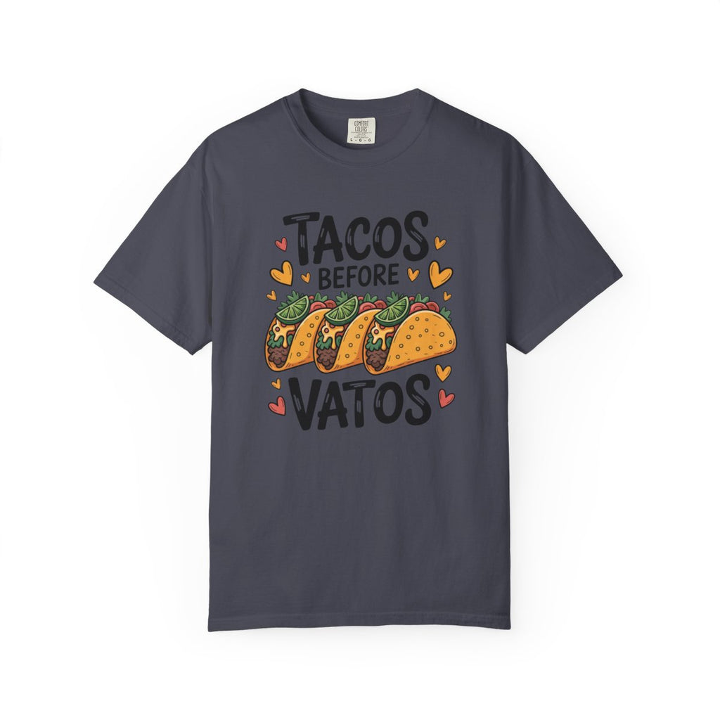 Tacos Before Vatos Shirt - Funny Mexican - Navy