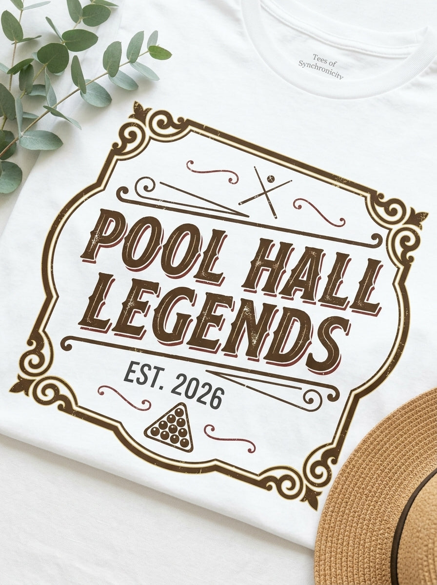 Pool Hall Legends Vintage Billiards T-Shirt - Classic Player Tee