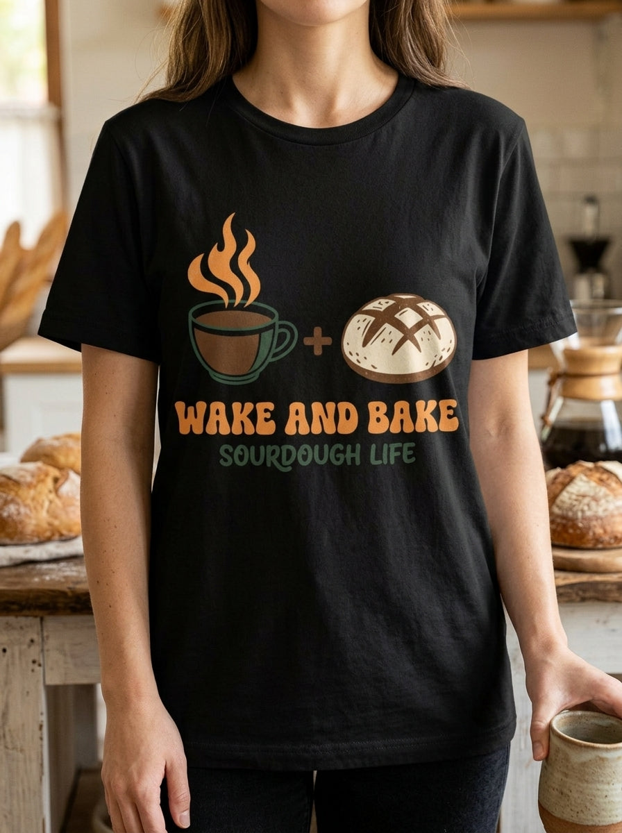 Wake and Bake Sourdough Shirt - Funny Bread Baker Coffee T-Shirt