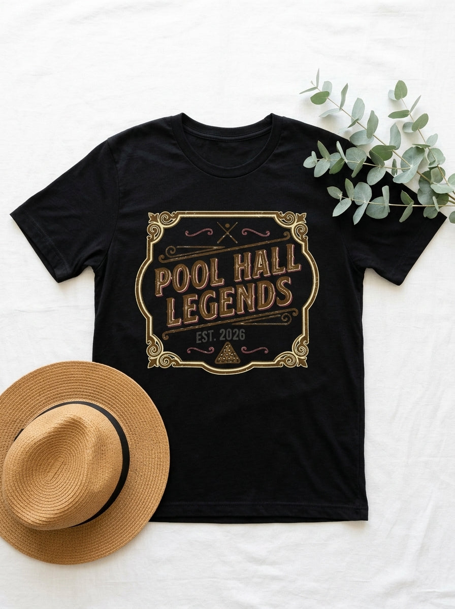 Pool Hall Legends Vintage Billiards T-Shirt - Classic Player Tee