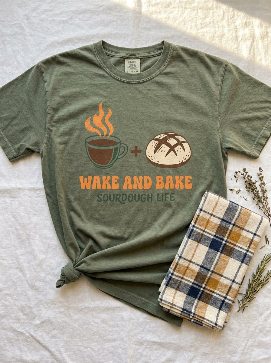 Wake and Bake Sourdough Shirt - Funny Bread Baker Coffee T-Shirt
