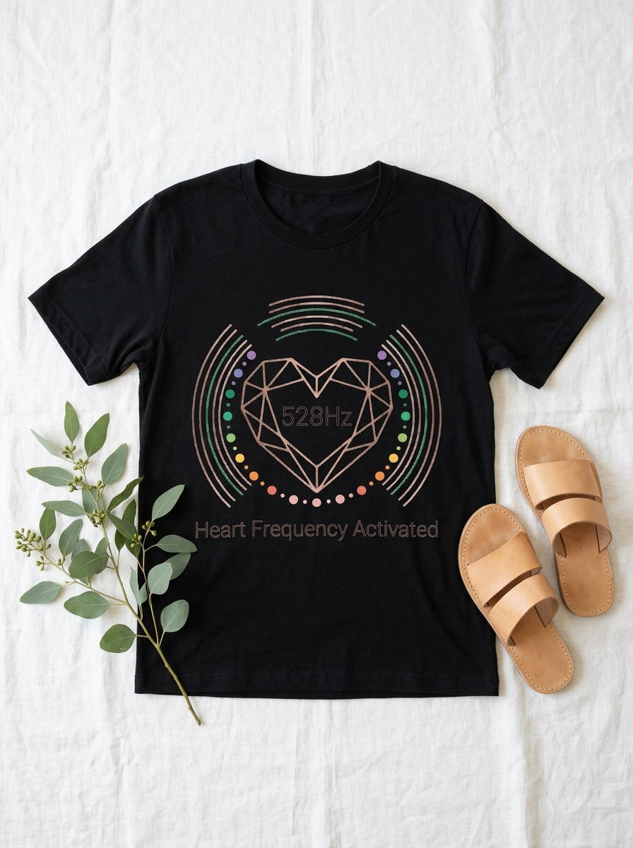 528Hz Heart Frequency Activation Shirt - Energy Healing Chakra Tee