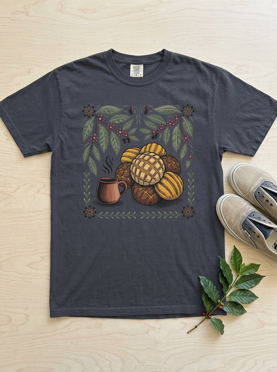 Mexican American Heritage Shirt - Café y Pan Dulce Folk Art Tee