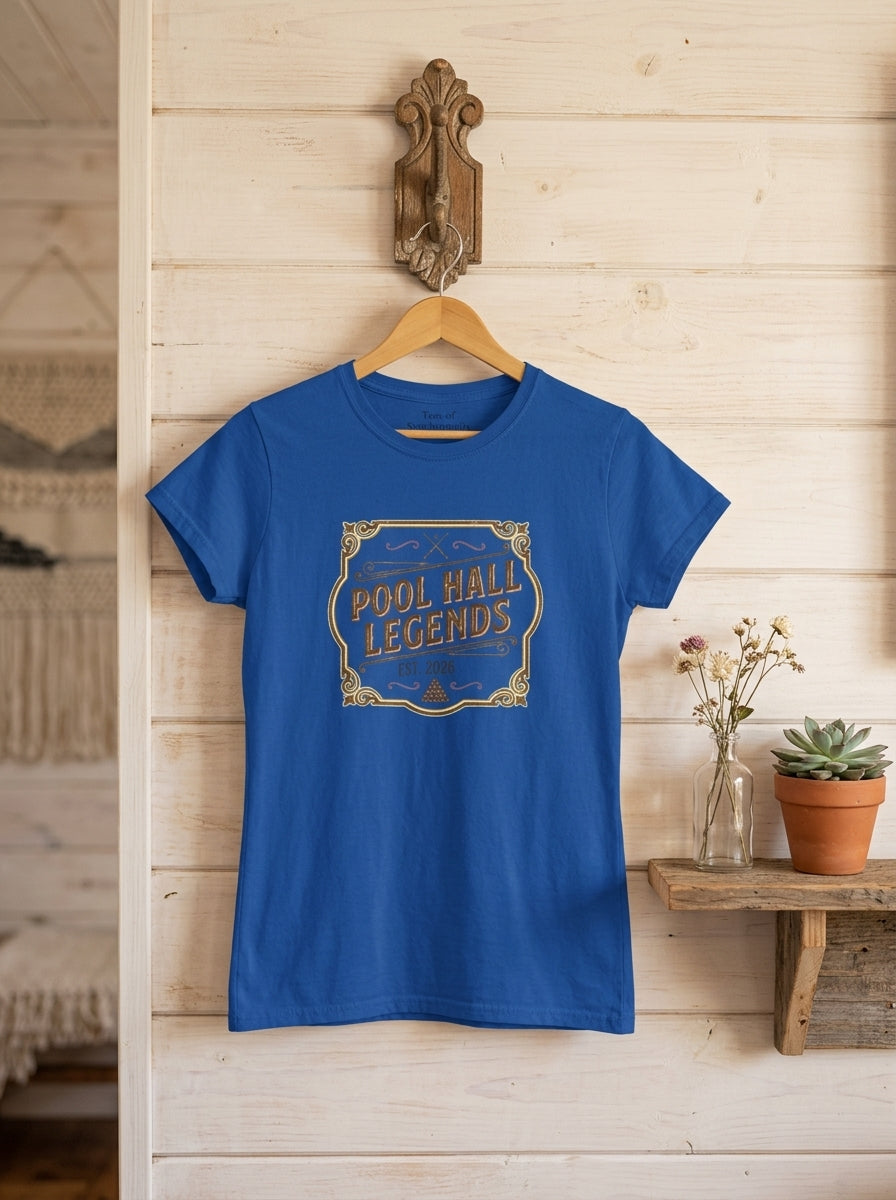 Women's Pool Hall Legends Vintage Billiards T-Shirt - Classic Player Tee