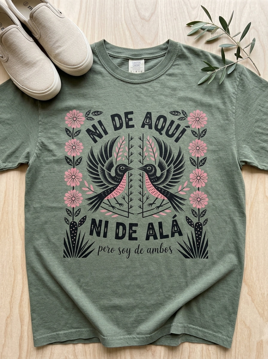 Ni De Aqui Ni De Alla Shirt - Mexican American Identity Pride Tee Gift