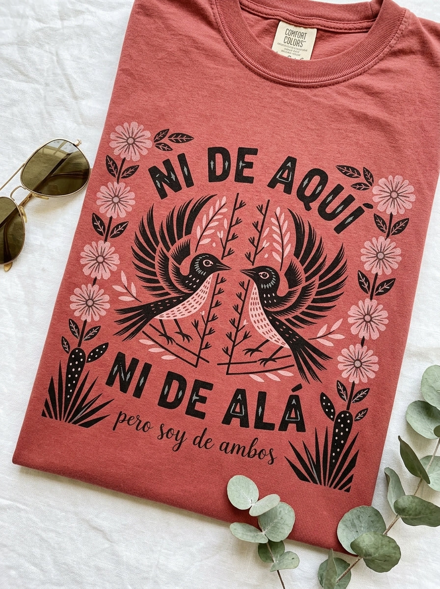 Ni De Aqui Ni De Alla Shirt - Mexican American Identity Pride Tee Gift