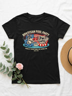 Women's Bipartisan Pool Party 4th of July Funny Political Tee