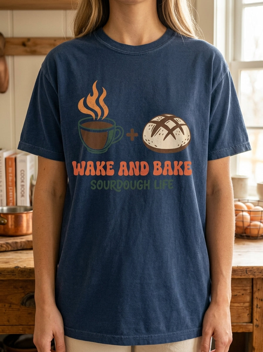 Wake and Bake Sourdough Shirt - Funny Bread Baker Coffee T-Shirt